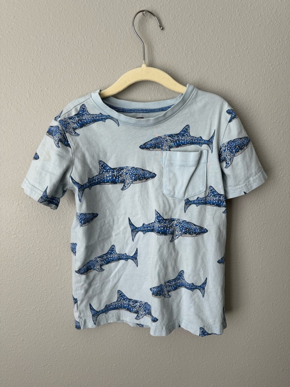 Boys Tea Collection Whale Shark Print Pocket Tee - Light Blue 7